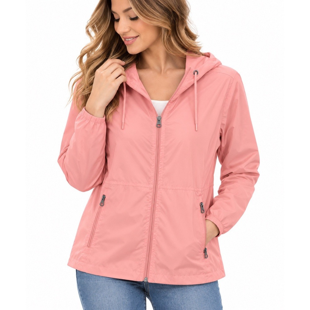 Weatherproof Women's Small Coral Hooded Rain Slicker Jacket Windbreaker NWT